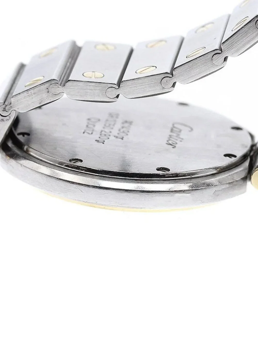 CARTIER Santos Round LM YG Bezel White Dial Quartz Men's Watch_965877